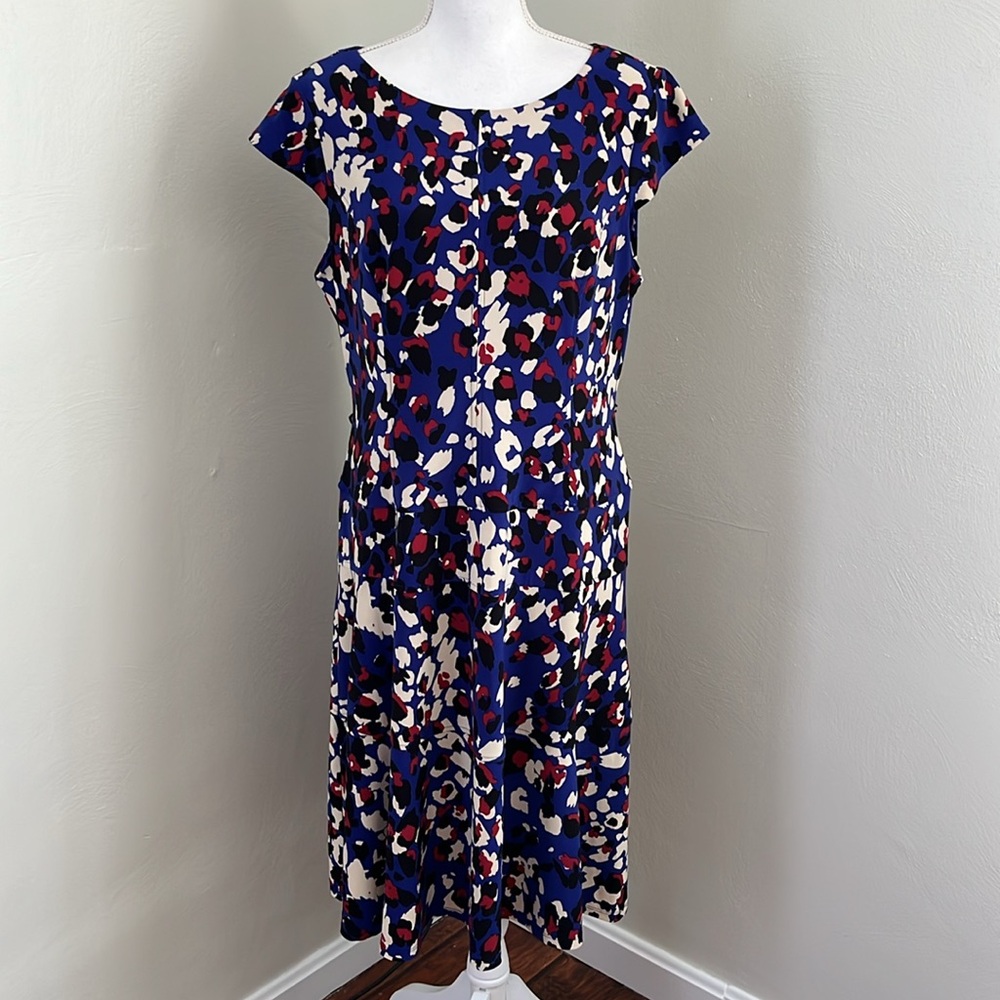 ANNE KLEIN Leopard Print  Fit & Flare Dress